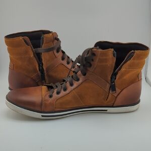 Kenneth Cole Men's Two-Tone Tan Leather & Suede High-Top Boots